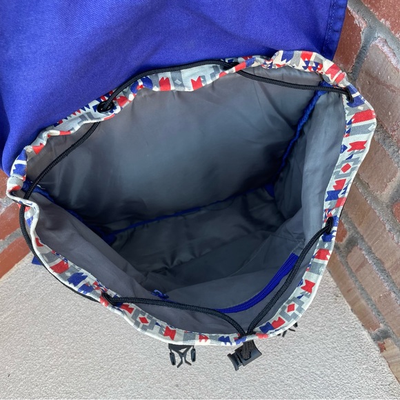 Kavu Libby Canvas Backpack in Rare Festive Indigo,/Burnt Orange Aztec Design - Picture 10 of 13